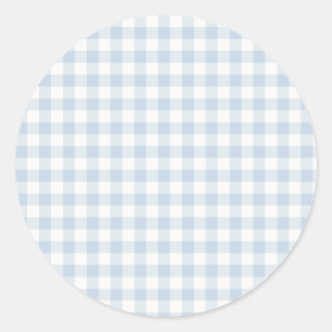 Early Autumn Classic Gingham   Dusty Blue Round Sticker