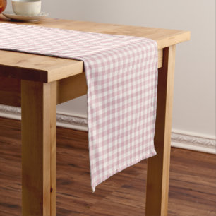Early Autumn Classic Gingham Muted Rose Short Table Runner