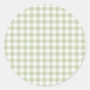 Early Autumn Classic Gingham Soft Olive Round Sticker