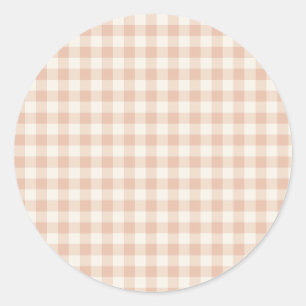 Early Autumn Classic Gingham Warm Apricot Round Sticker
