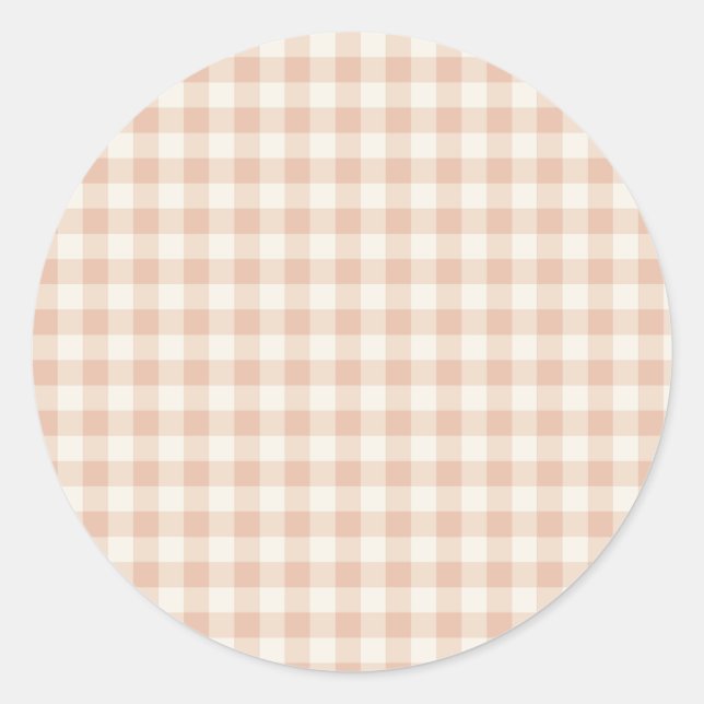 Early Autumn Classic Gingham | Warm Apricot Round Sticker (Front)