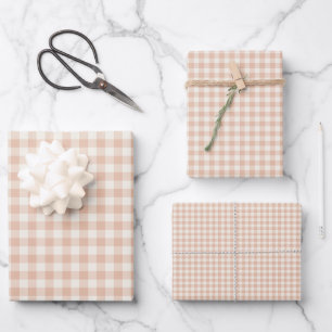 Early Autumn Classic Gingham Warm Apricot Wrapping Paper Sheet