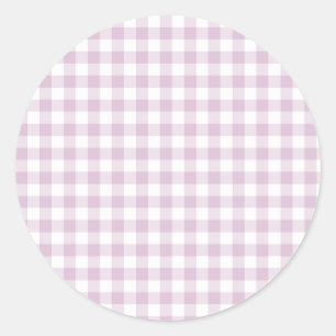 Early Autumn Classic Gingham   Warm Lilac Round Sticker