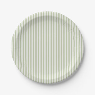 Early Autumn Heritage Stripes   Soft Olive Paper Plate
