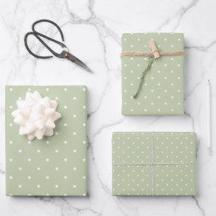 Early Autumn Polka Dots Micro   Soft Olive Wrapping Paper Sheet