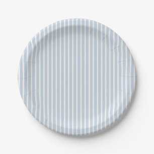 Early Autumn Refined Stripes Dusty Blue Paper Plate