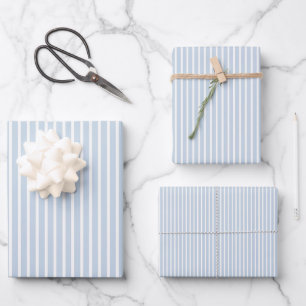 Early Autumn Refined Stripes Dusty Blue Wrapping Paper Sheet