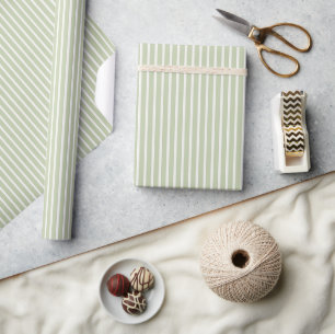 Early Autumn Refined Stripes Soft Olive Wrapping Paper