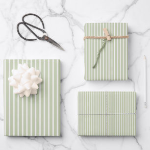 Early Autumn Refined Stripes Soft Olive Wrapping Paper Sheet