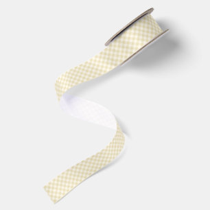 Early Autumn Retro Gingham Golden Wheat Satin Ribbon