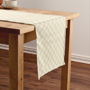 Early Autumn Retro Gingham Golden Wheat Short Table Runner
