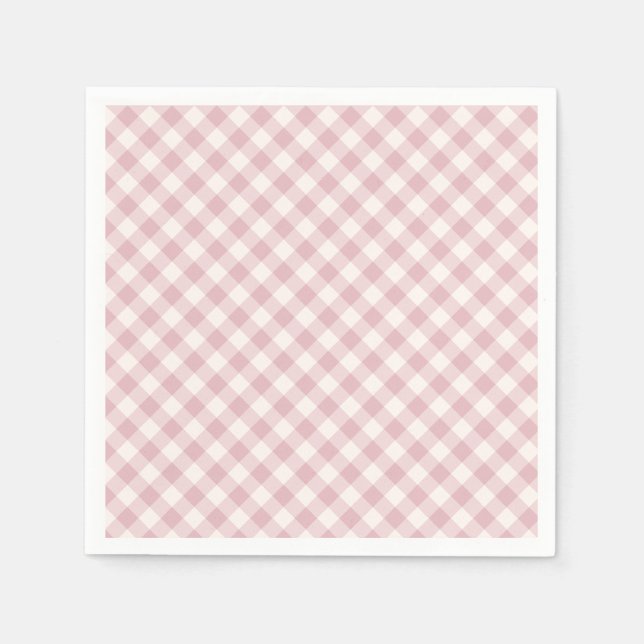 Early Autumn Retro Gingham | Muted Rose Napkin (Front)