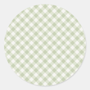 Early Autumn Retro Gingham Soft Olive Classic Round Sticker