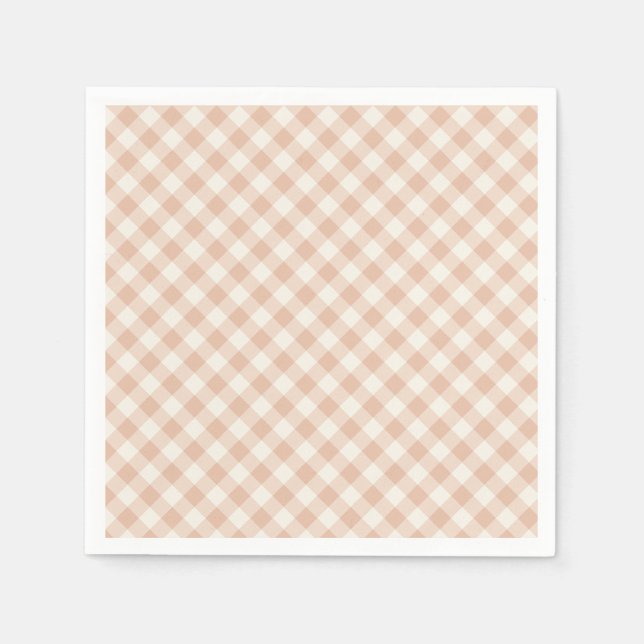 Early Autumn Retro Gingham | Warm Apricot Napkin (Front)