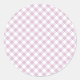 Early Autumn Retro Gingham Warm Lilac Classic Round Sticker