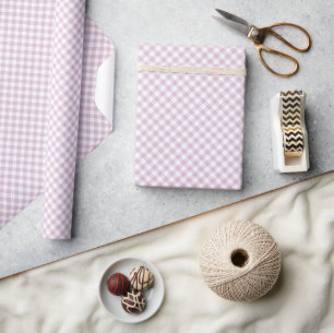 Early Autumn Retro Gingham Warm Lilac Wrapping Paper