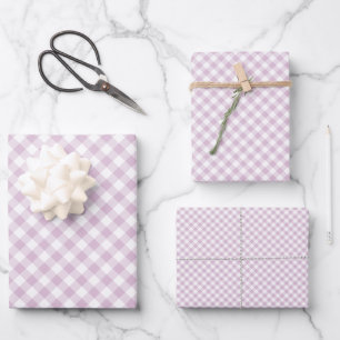 Early Autumn Retro Gingham Warm Lilac Wrapping Paper Sheet