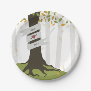 Early Autumn Woodland Wedding Paper Plate