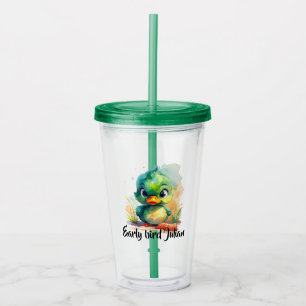 Early bird,  kleine grüne Ente fängt den Wurm Acrylic Tumbler