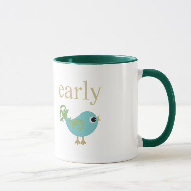 Early Bird with Blue and Gold Birdie Personality Mug (Right)