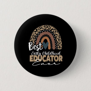 Early Childhood Educator, Boho Rainbow Teacher App 6 Cm Round Badge