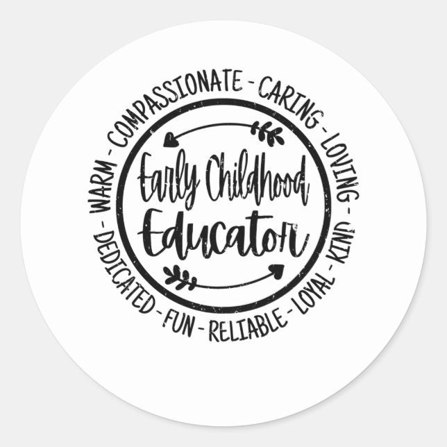 Early Childhood Educator Tiny Human Teacher Apprec Classic Round Sticker (Front)
