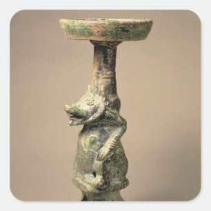 Early Chinese pottery lamp, tomb artefact Square Sticker