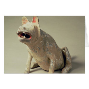 Early Chinese pottery seated dog, tomb