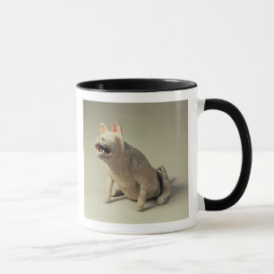 Early Chinese pottery seated dog, tomb Mug