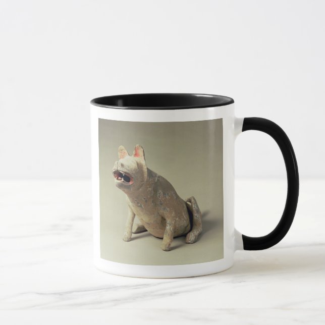 Early Chinese pottery seated dog, tomb Mug (Right)