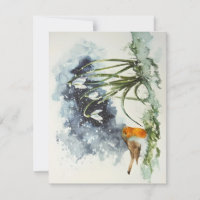 Early Crocus And Bird In Snow Watercolors