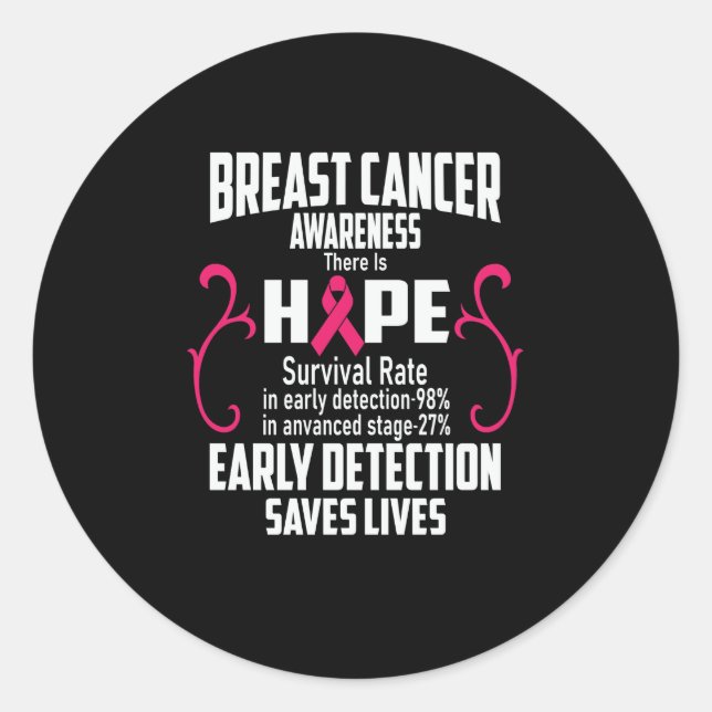 Early Detection Saves Lives Breast Cancer Awarenes Classic Round Sticker (Front)