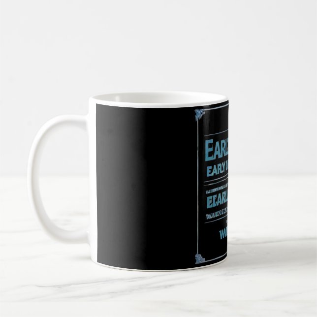 Early doors black background Mug (Left)