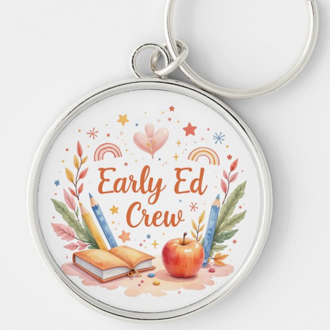 Early Ed Crew – Boho Preschool Teacher Team Design Key Ring (Front)