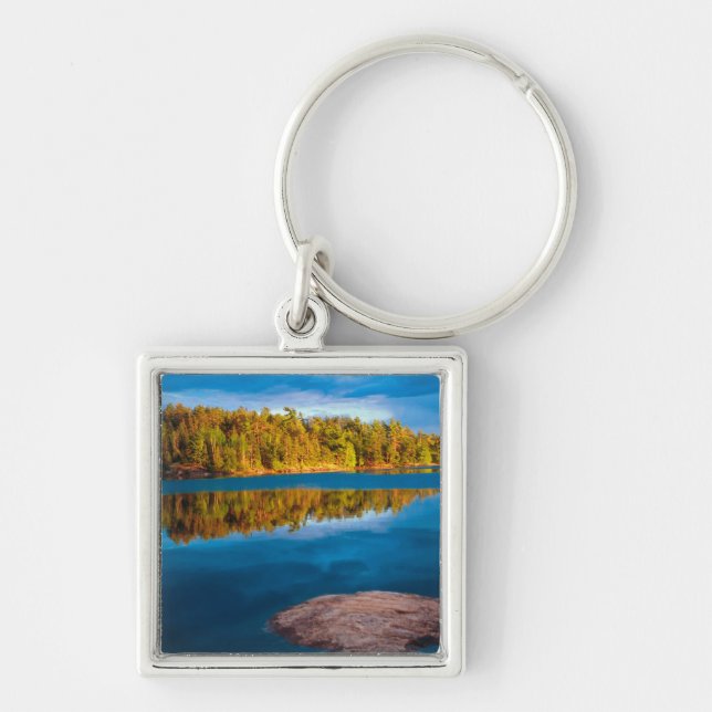 Early Evening reflections in the boundry waters Key Ring (Front)