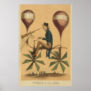 Early FLIGHT Illustration Balloon Cycle Art Poster