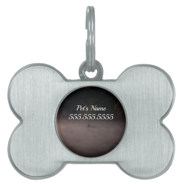 Early Foggy Fishing Pet Name Tag (Front)