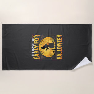 Early for Halloween Witch Graveyard Vintage Design Beach Towel