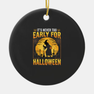 Early for Halloween Witch Graveyard Vintage Design Ceramic Tree Decoration
