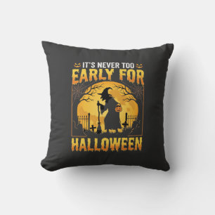 Early for Halloween Witch Graveyard Vintage Design Cushion