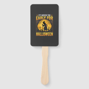 Early for Halloween Witch Graveyard Vintage Design Hand Fan