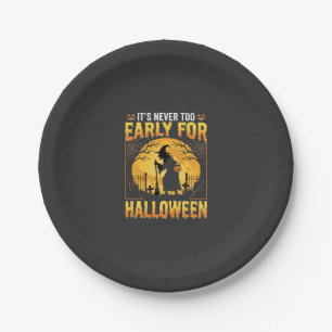 Early for Halloween Witch Graveyard Vintage Design Paper Plate
