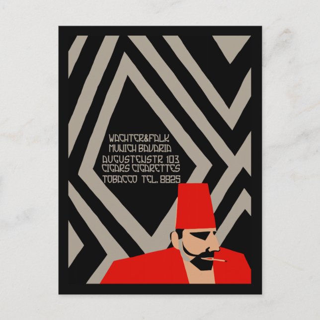 Early German Art Deco tobacco store ad Postcard (Front)