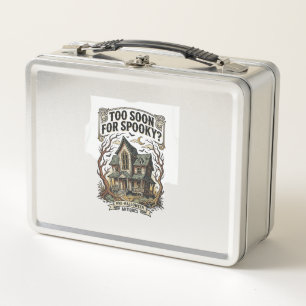 Early Halloween Shirt Vintage Haunted House Design Metal Lunch Box