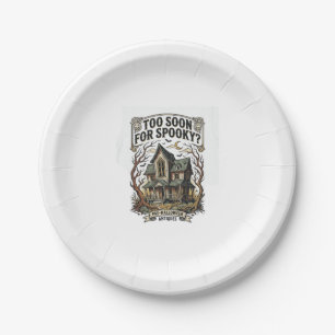 Early Halloween Shirt Vintage Haunted House Design Paper Plate