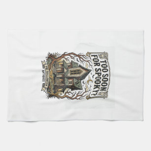 Early Halloween Shirt Vintage Haunted House Design Tea Towel