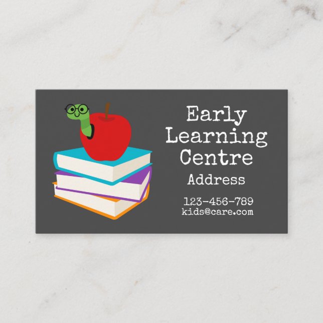 Early Learning Centre preschool business bookworm Business Card (Front)