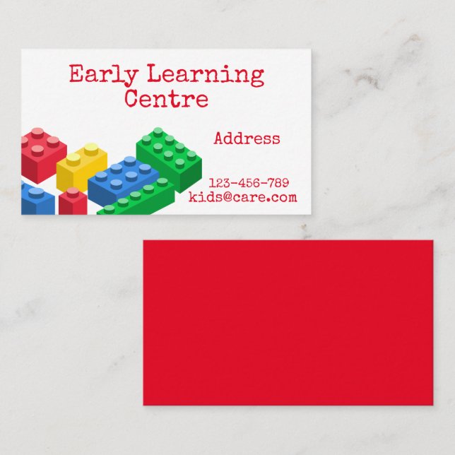 Early Learning Daycare bricks Business Card (Front/Back)