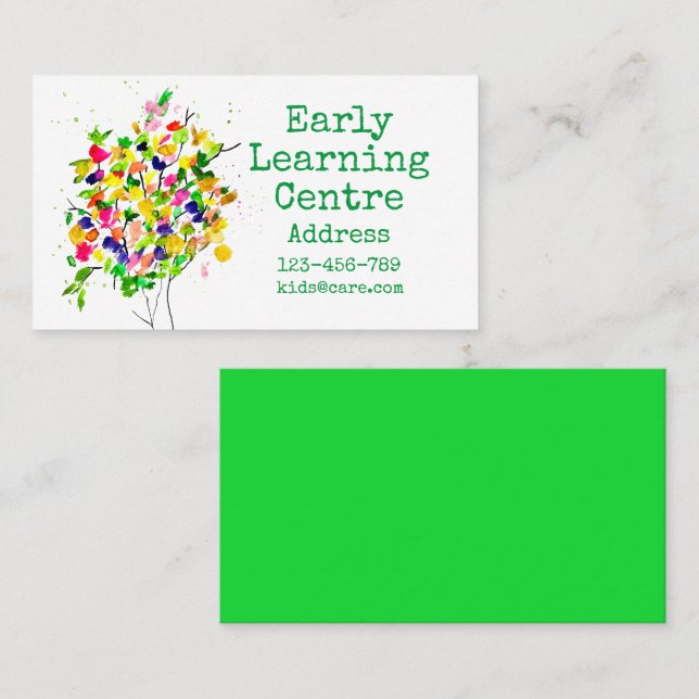 Early Learning Daycare colourful tree Business Car Business Card (Front/Back)