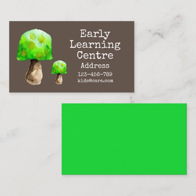 Early Learning Daycare cute mushroom Business Card (Front/Back)